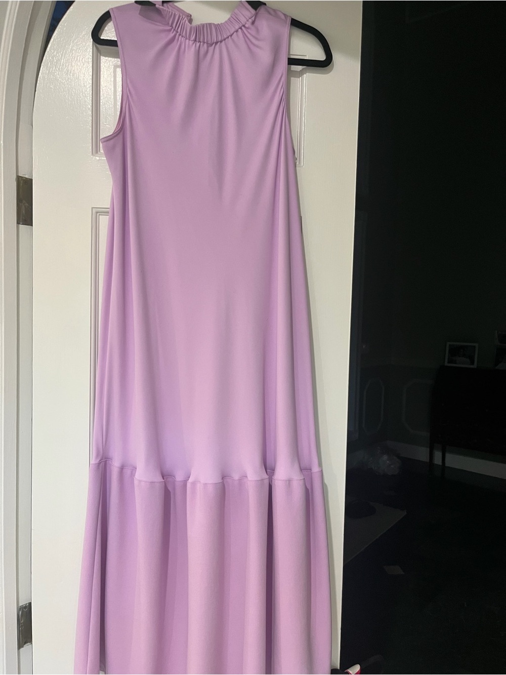 Tibi Lavender Sleeveless Maxi Dress with Ruffled Neck